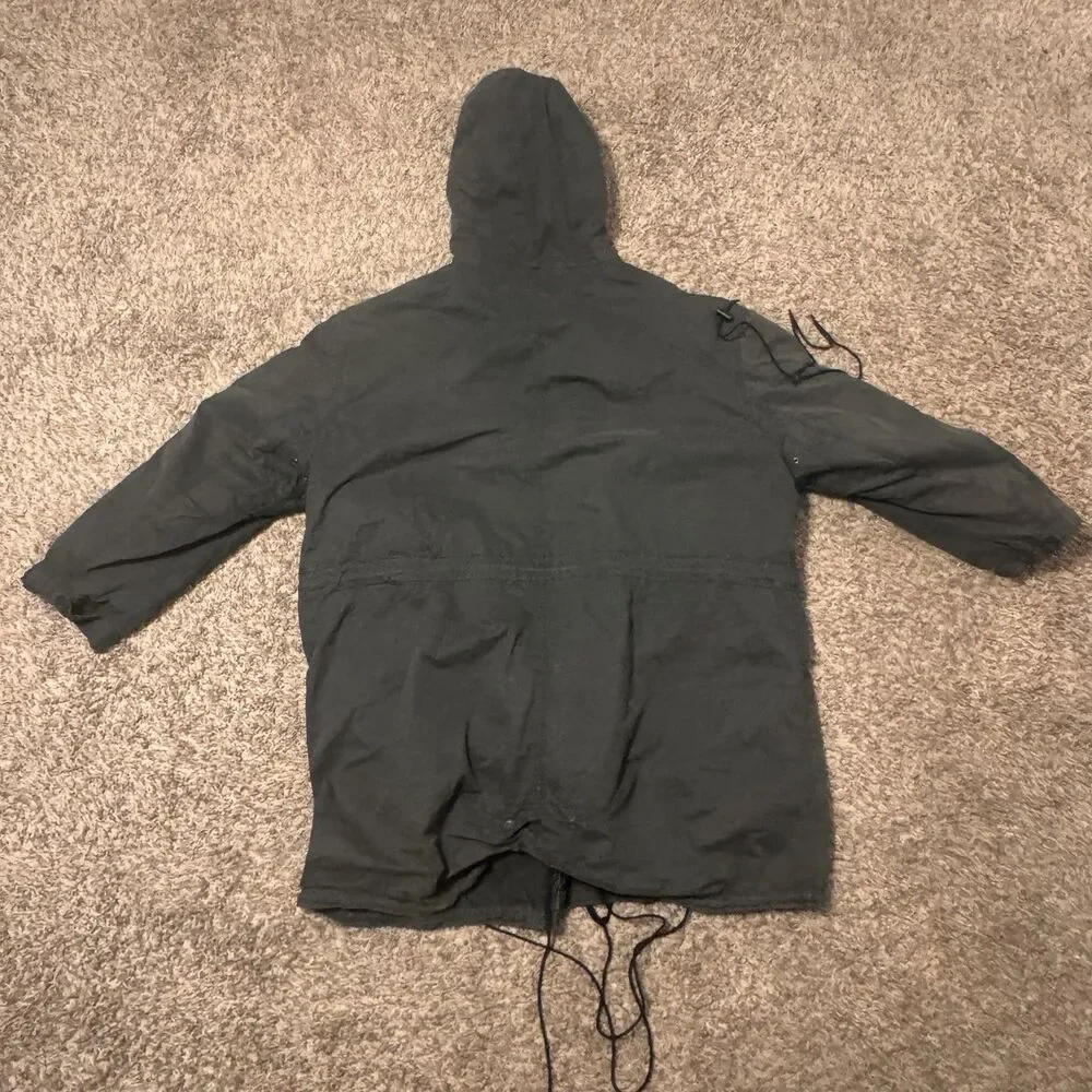 Banana Republic Vintage 90s Parka Coat XL Men's Green Hooded Jacket Lined